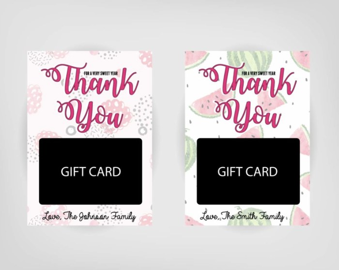 Printed thank-you gift cards